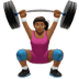 🏋🏾‍♀️ woman lifting weights: medium-dark skin tone display on Apple